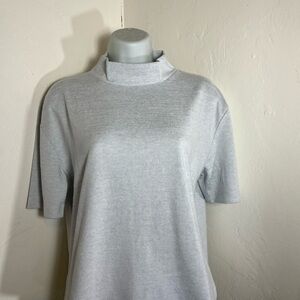 Haven Well Within  Light Gray Mock Neck Short Sleeve Top Small to Medium